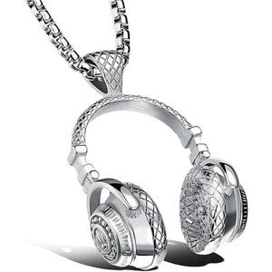 Headphones Necklace Music Pendant Hiphop Fashion chain with 24in chain Hip Hop